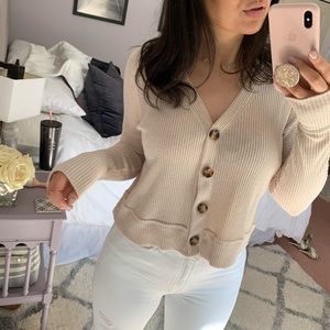Cropped Button Up Sweater